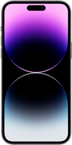 Ujęcie z przodu iPhone’a 14 Pro Max o przekątnej 6,7 cala.