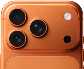 iPhone 17 Pro, część tyłu obudowy [O7], w lewym górnym rogu system Pro aparatów, 3 obiektywy, mikrofon, flesz