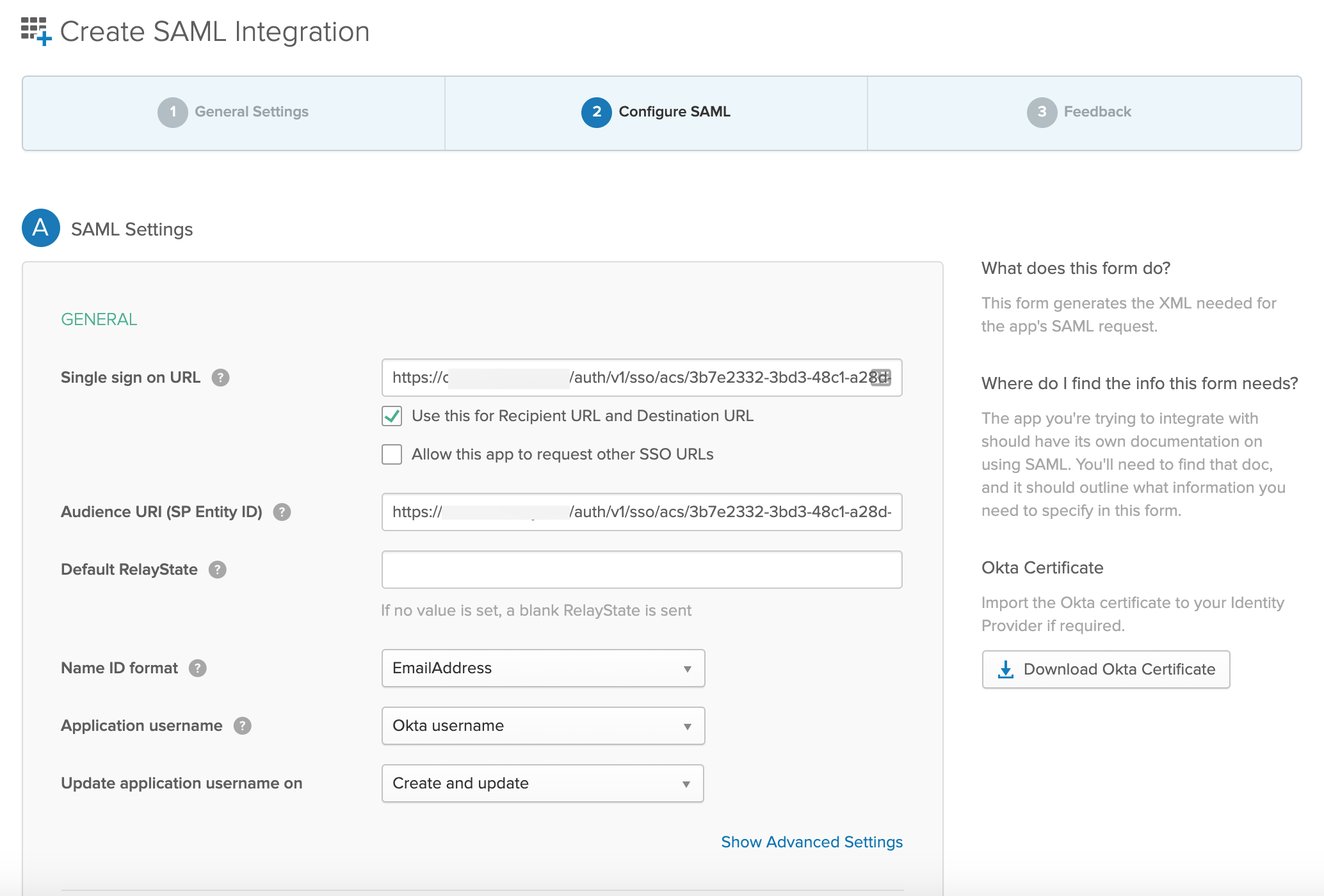 Configure SAML
