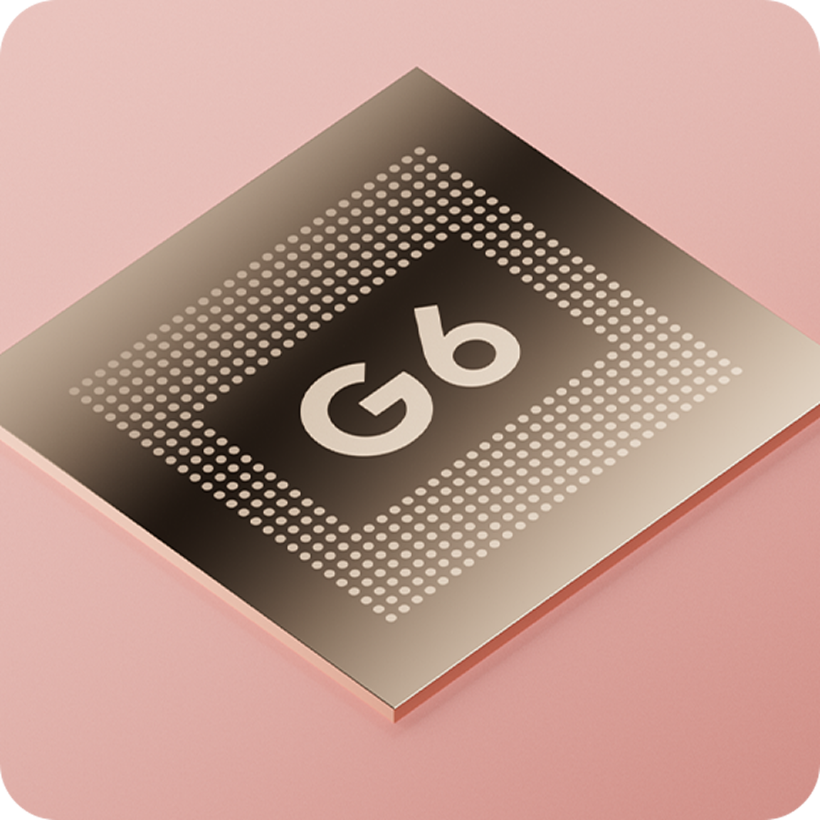 Zdjęcie procesora Google Tensor G6 pod kątem.